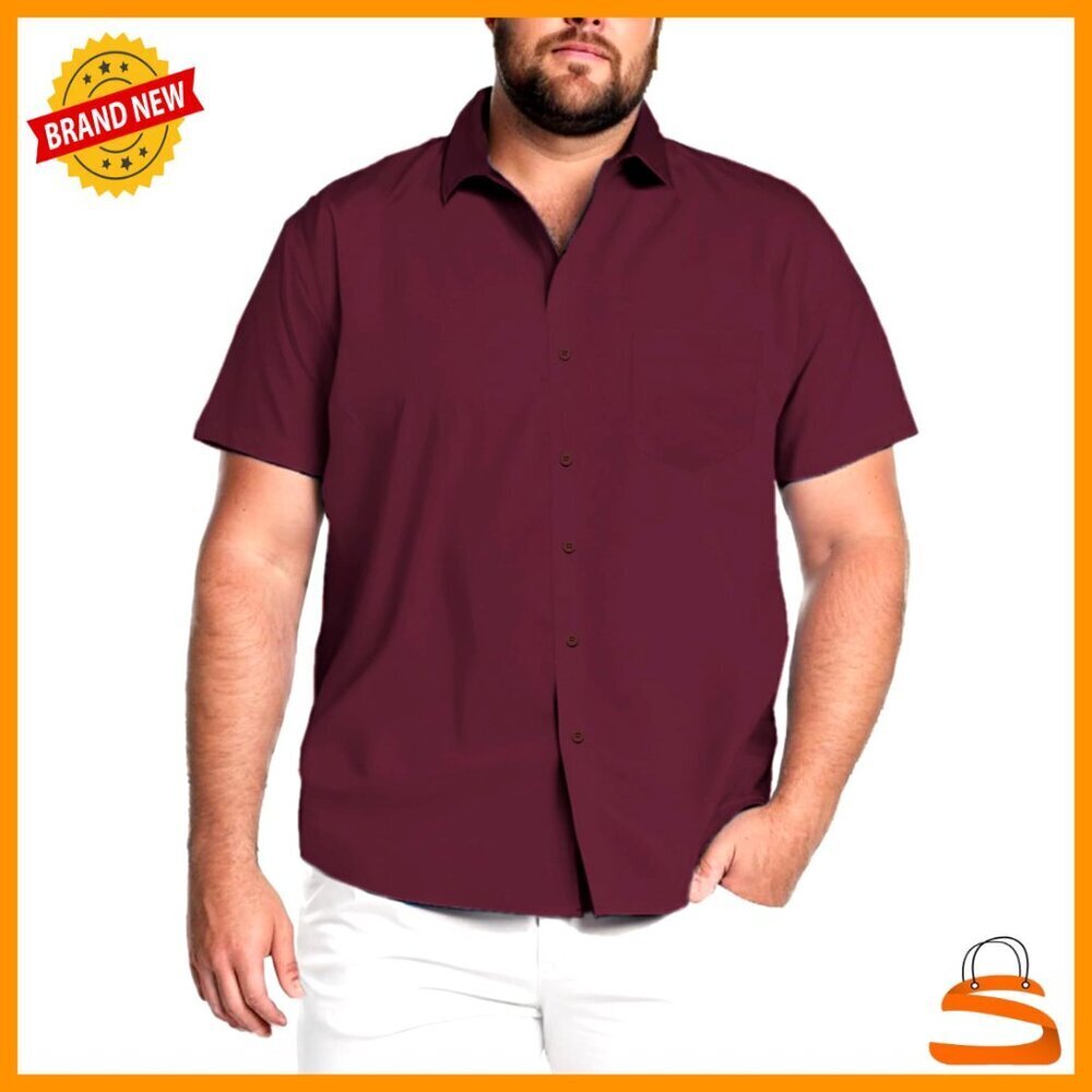 Big & Tall Short Sleeve Button Down Casual Dress Shirt Classic Fit Business